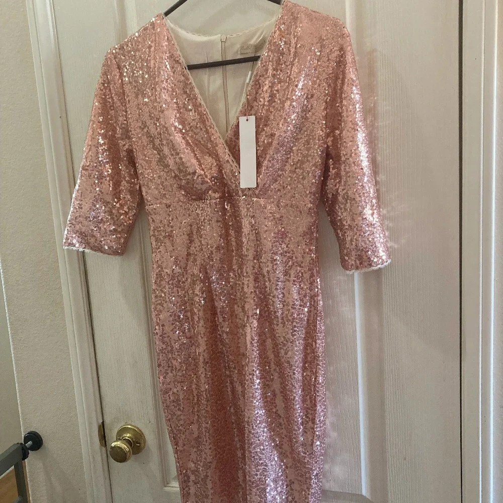 NWT ROSE GOLD GLAMOUR OCCASION DRESS - Picture 3 of 5